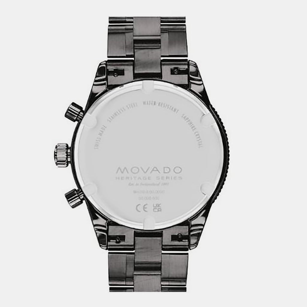 Movado Heritage Calendoplan Chronograph Black Dial Black Steel Strap Watch For Men - 3650125 Buy Now By Movado
