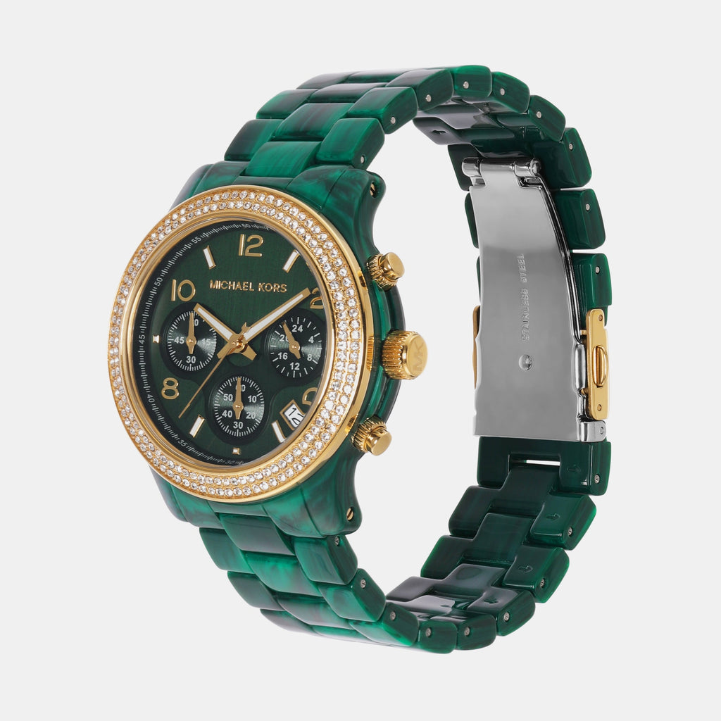 Michael Kors Runway Chronograph Green Dial Green Steel Strap Watch for Women - MK7422 Buy Now By Michael Kors