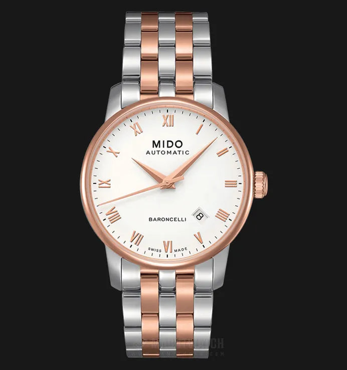 Mido Baroncelli Automatic White Dial Two Tone Steel Strap Watch For Women - M8600.9.N6.1 Buy Now By Mido