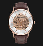 Emporio Armani Meccanico Automatic Silver Dial Brown Leather Strap Watch For Men - AR60039 Buy Now By Emporio Armani