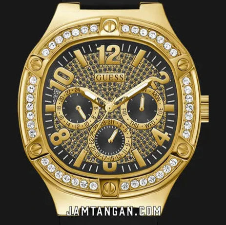 Guess Duke Crystals Black Dial Black Silicone Strap Watch For Men - GW0641G2 Buy Now By Guess