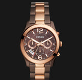 Fossil Perfect Boyfriend Multifunction Brown Dial Two Tone Steel Strap Watch for Women - ES4284 Buy Now By Fossil