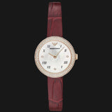 Emporio Armani Rosa Two Hand White Dial Red Leather Strap Watch For Women - AR11357 Buy Now By Emporio Armani