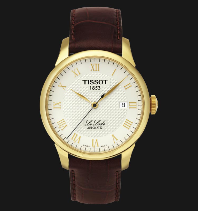 Tissot Le Locle Automatic Gold Dial Brown Leather Strap Watch For Men - T41.5.413.73 Buy Now By Tissot