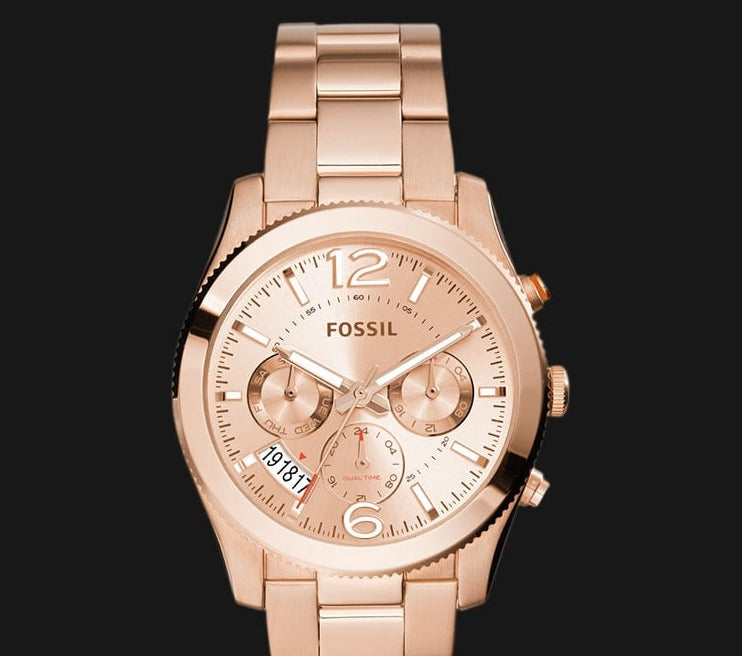 Fossil Boyfriend Multifunction Rose Gold Dial Rose Gold Steel Strap Watch for Women - ES3885 Buy Now By Fossil