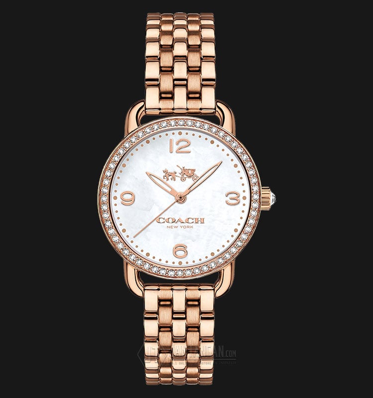 Coach Delancey Mother of Pearl White Dial Rose Gold Steel Strap Watch for Women - 14502479 Buy Now By Coach