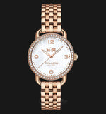 Coach Delancey Mother of Pearl White Dial Rose Gold Steel Strap Watch for Women - 14502479 Buy Now By Coach