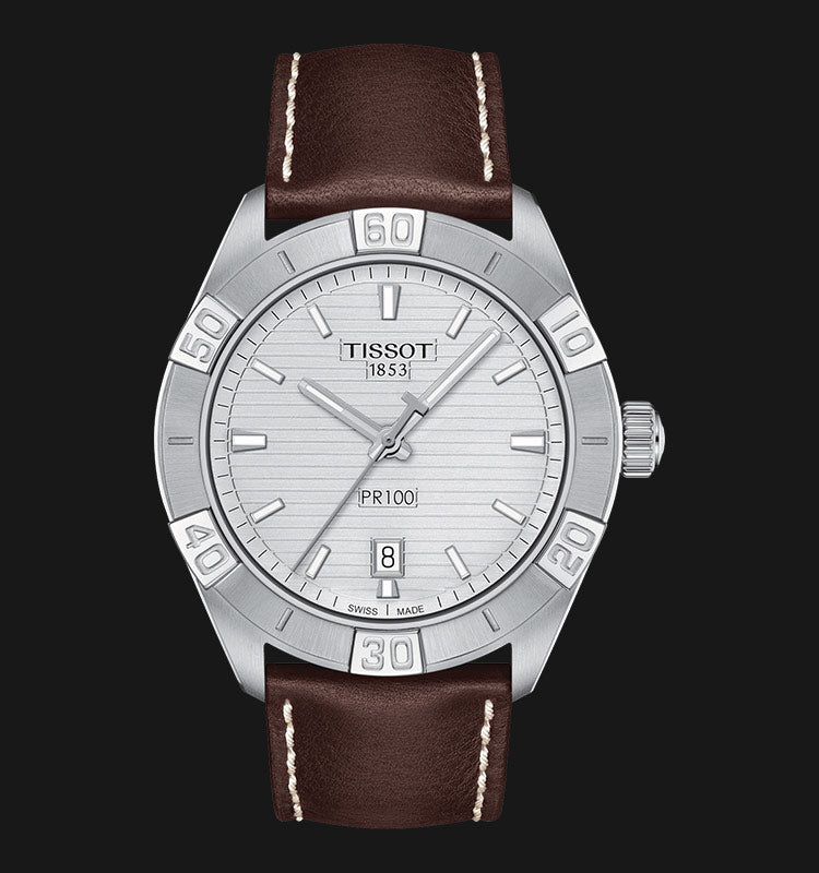 Tissot PR 100 Sport Silver Dial Brown Leather Strap Watch For Men - T101.610.16.031.00 Buy Now By Tissot