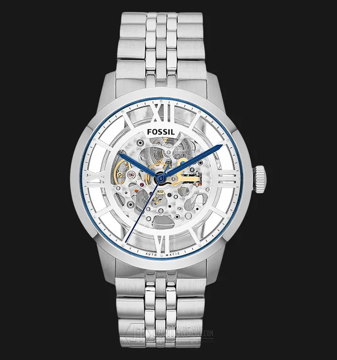Fossil Townsman Automatic Skeleton Silver Dial Silver Steel Strap Watch for Men - ME3044 Buy Now By Fossil