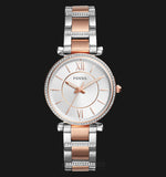 Fossil Carlie Silver Dial Two Tone Steel Strap Watch for Women - ES4342 Buy Now By Fossil