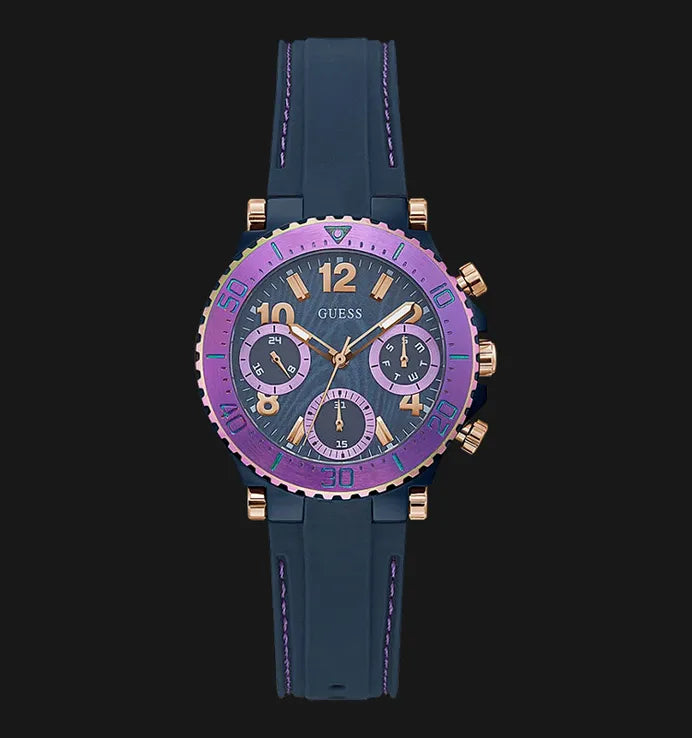 Guess Cosmic Multifunction Blue Dial Blue Silicone Strap Watch For Women - GW0466L2 Buy Now By Guess