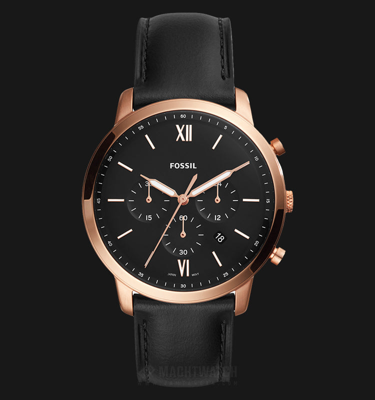 Fossil Neutra Chronograph Black Dial Black Leather Strap Watch for Men - FS5381 Buy Now By Fossil