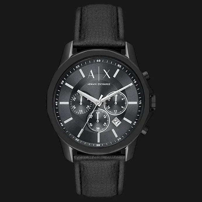 Armani Exchange Banks Chronograph Black Dial Black Leather Strap Watch For Men - AX1724 Buy Now By Armani Exchange