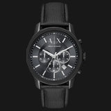 Armani Exchange Banks Chronograph Black Dial Black Leather Strap Watch For Men - AX1724 Buy Now By Armani Exchange
