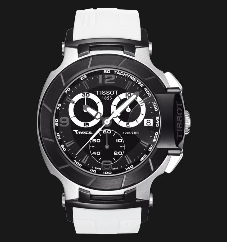 Tissot T Race Chronograph Black Dial White Rubber Strap Watch for Men - T048.417.27.057.05 Buy Now By Tissot
