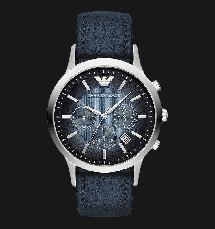 Emporio Armani Classic Chronograph Blue Dial Blue Leather Strap Watch For Men - AR2473 Buy Now By Emporio Armani