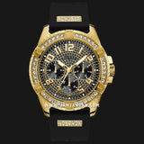 Guess Frontier Crystals Black Dial Black Silicone Strap Watch For Men - W1132G1 Buy Now By Guess