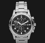 Fossil Dean Chronograph Black Dial Silver Steel Strap Watch for Men - FS4542 Buy Now By Fossil