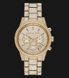 Michael Kors Ritz Three-Hand Glitz Crystals Gold Dial Gold Steel Strap Watch for Women - MK6747 Buy Now By Michael Kors
