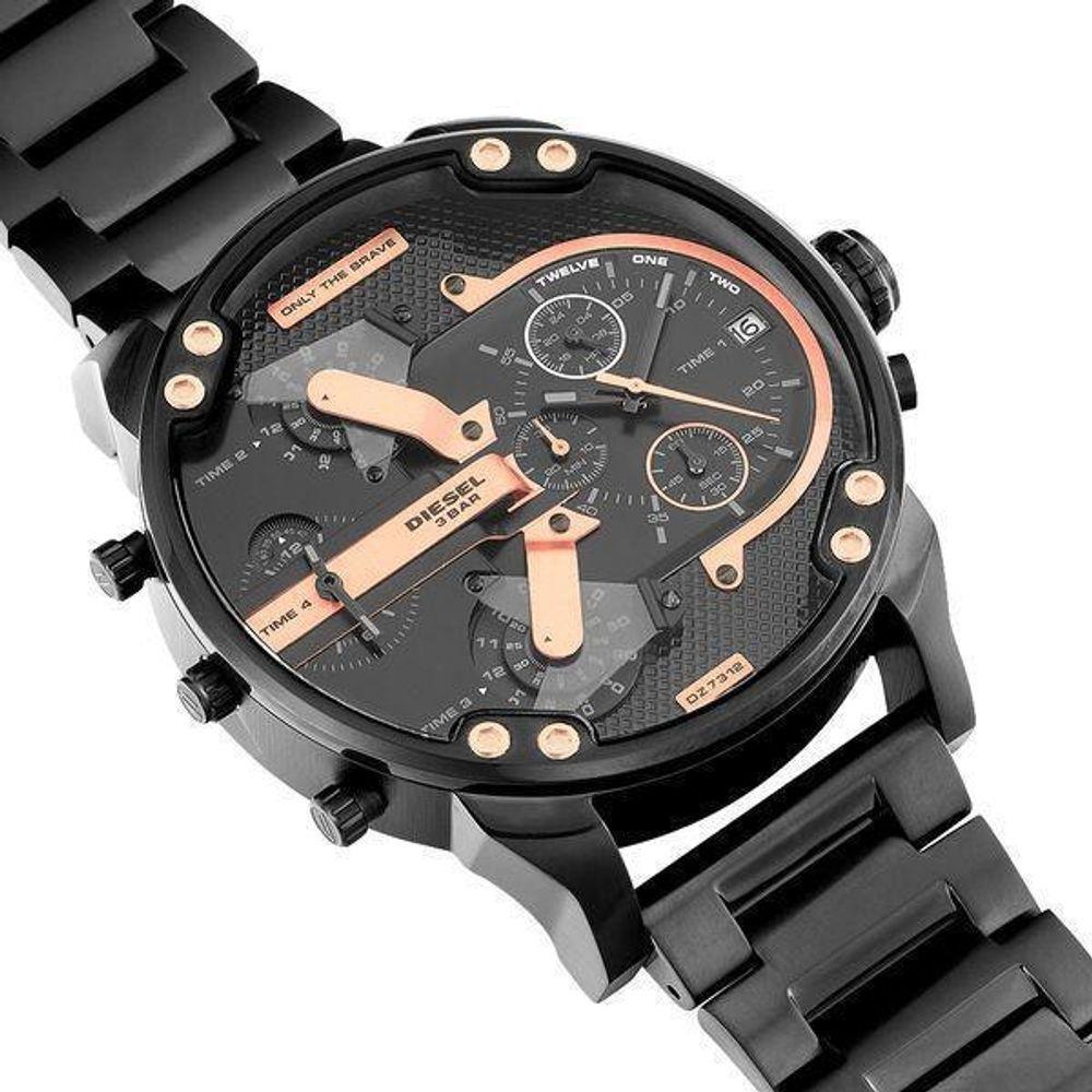 Diesel Big Daddy Chronograph Black Dial Black Steel Strap Watch For Men - DZ7312 Buy Now By Diesel