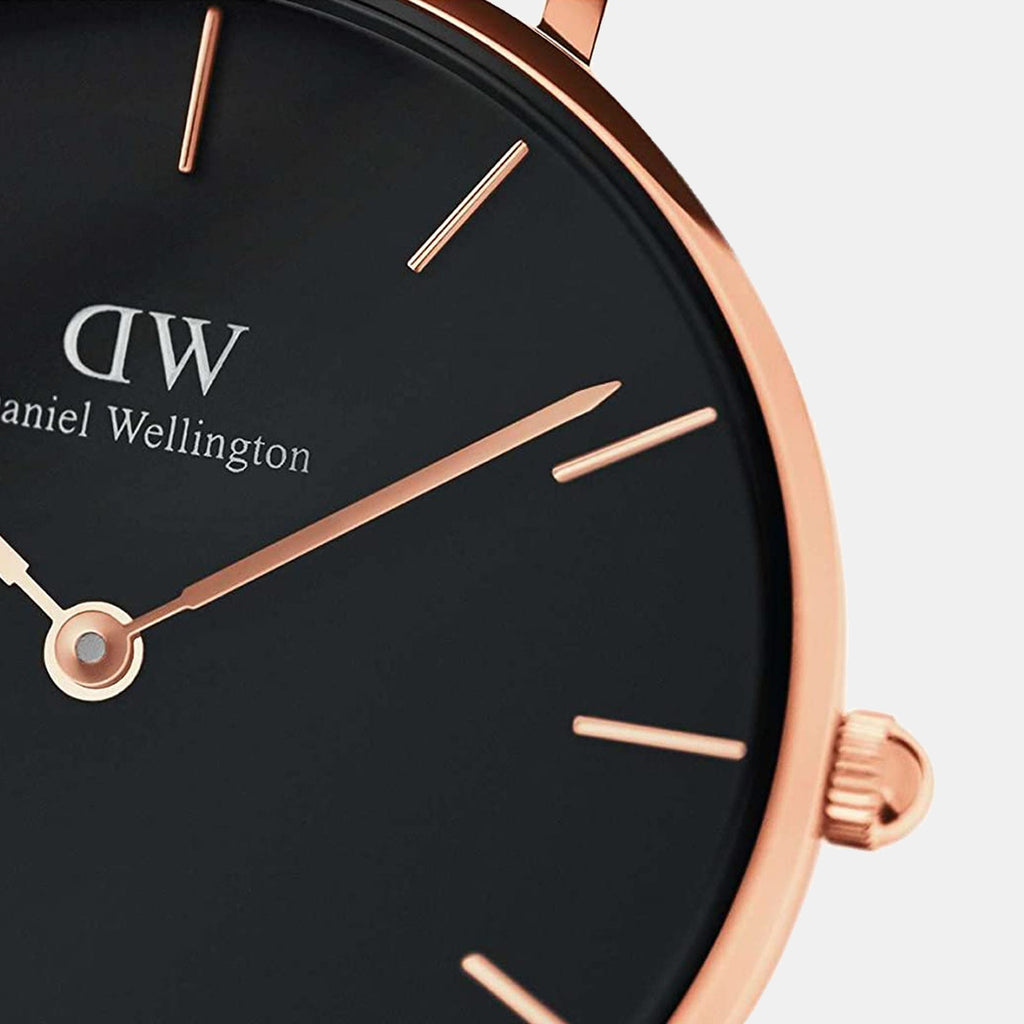 Daniel Wellington Petite Melrose Black Dial Rose Gold Mesh Strap Watch For Women - DW00100303 Buy Now By Daniel Wellington