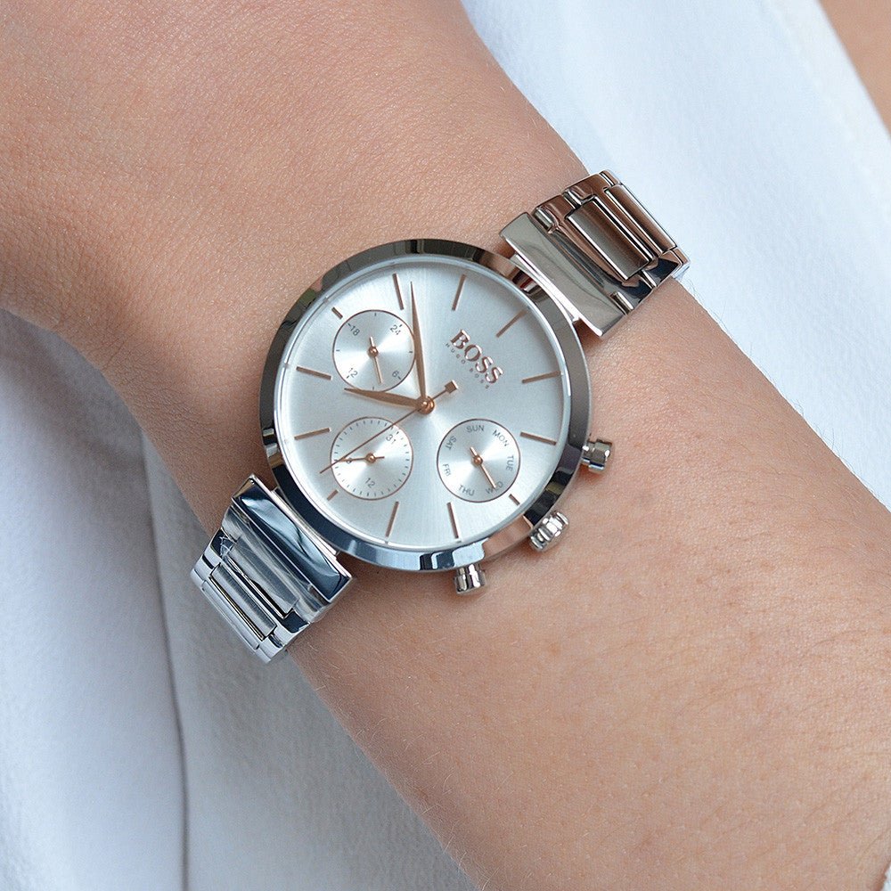 Hugo Boss Flawless Silver Dial Silver Steel Strap Watch for Women - 1502530 Buy Now By Hugo Boss