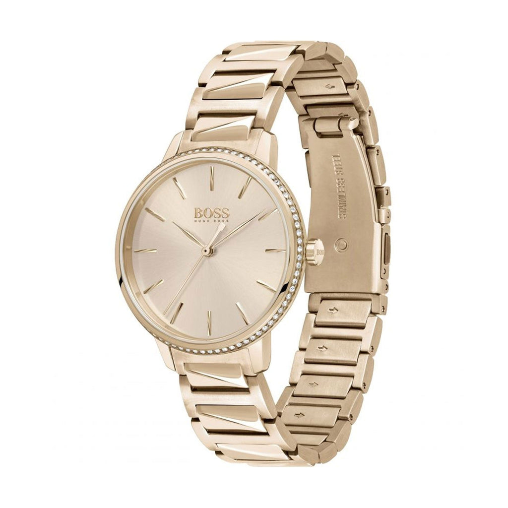 Hugo Boss Signature Gold Dial Gold Stainless Steel Strap Watch for Women - 1502540 Buy Now By Hugo Boss