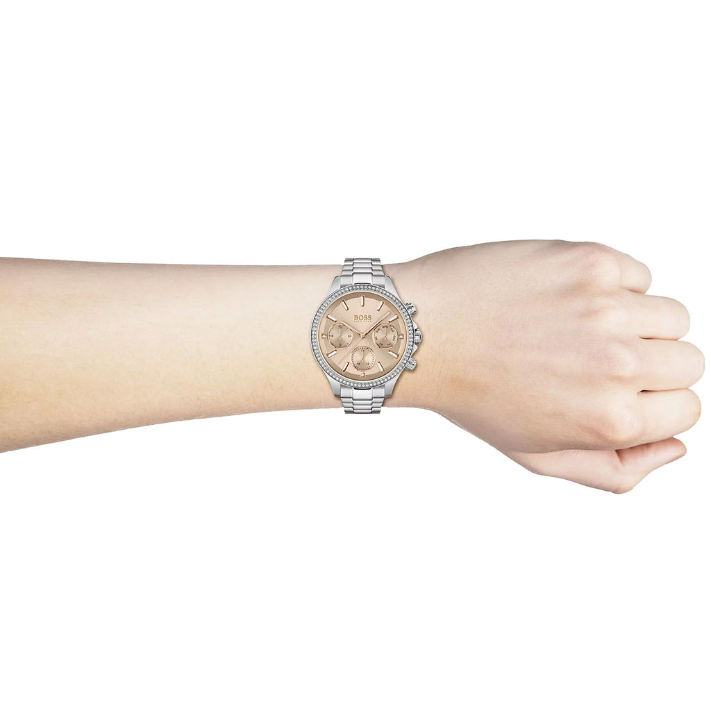 Hugo Boss Hera Rose Pink Dial Silver Steel Strap Watch for Women - 1502565 Buy Now By Hugo Boss
