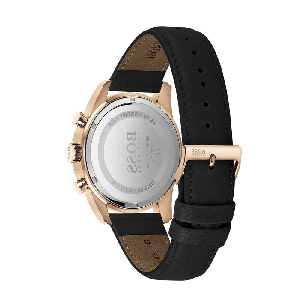 Hugo Boss Skymaster Chronograph Blue Dial Black Leather Strap Watch for Men - 1513783 Buy Now By Hugo Boss