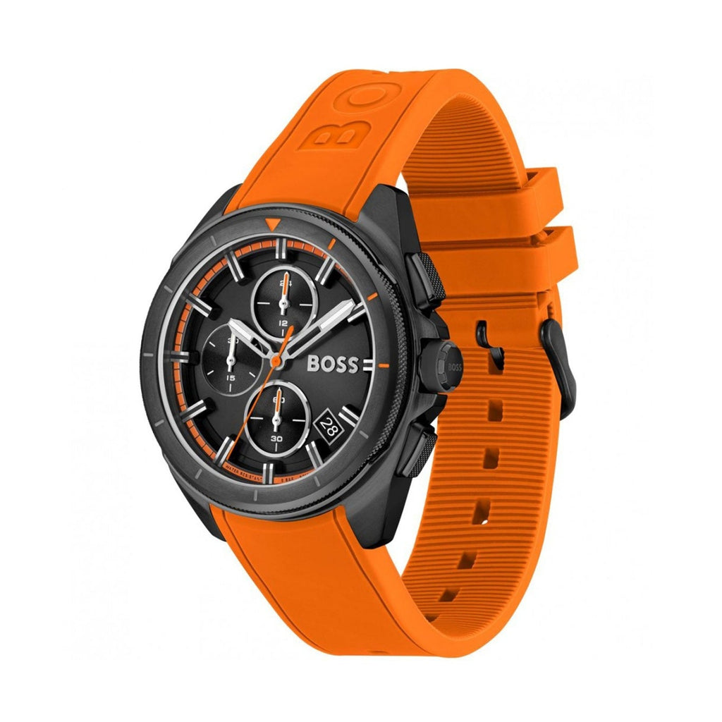 Hugo Boss Volane Black Dial Orange Silicone Strap Watch for Men - 1513957 Buy Now By Hugo Boss