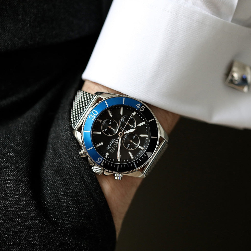 Hugo Boss Ocean Edition Black Dial Silver Mesh Strap Watch for Men - 1513742 Buy Now By Hugo Boss