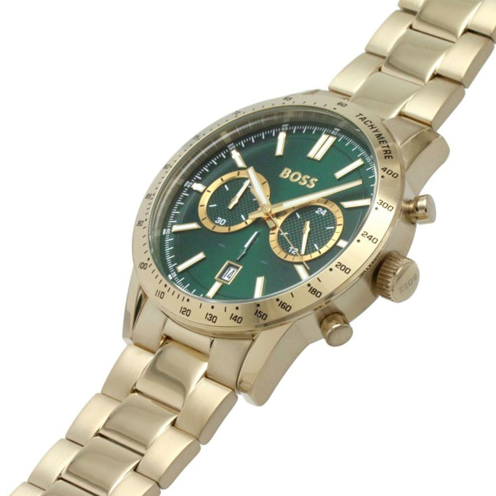 Hugo Boss Allure Chronograph Green Dial Gold Steel Strap Watch for Men - 1513923 Buy Now By Hugo Boss