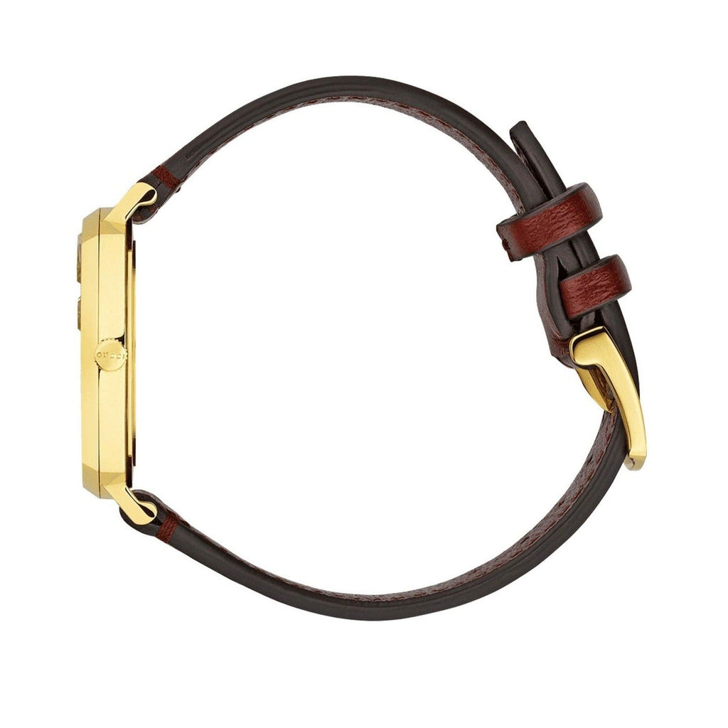 Gucci Grip Quartz Yellow Gold Dial Maroon Leather Strap Watch For Women - YA157405 Buy Now By Gucci