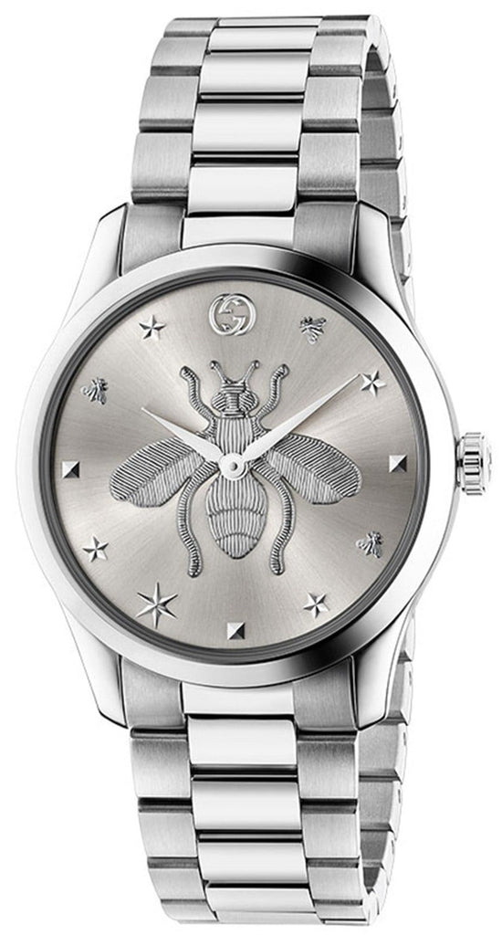 Gucci G Timeless Silver Dial Silver Steel Strap Watch For Women - YA1264126 Buy Now By Gucci