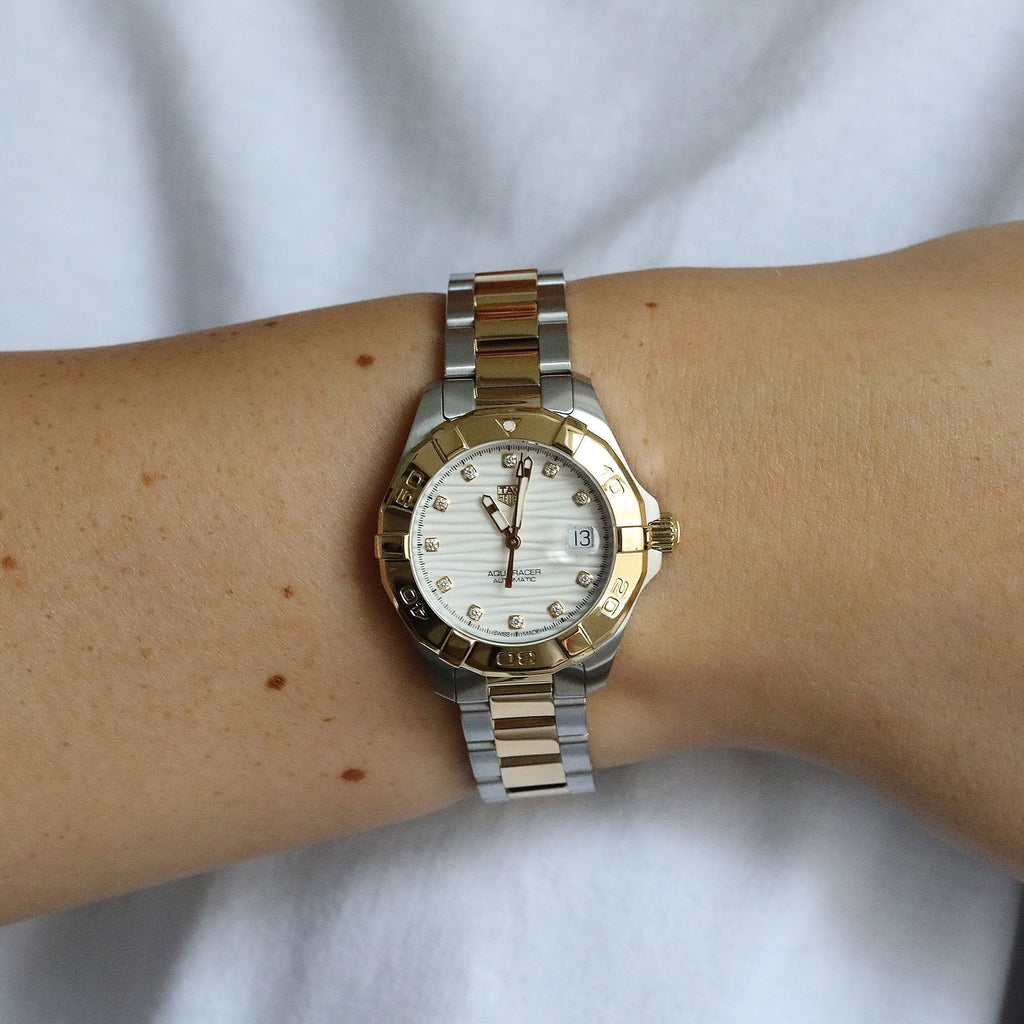 Tag Heuer Aquaracer Automatic Diamonds Silver Dial Two Tone Steel Strap Watch for Women - WBD2321.BB0320 Buy Now By Tag Heuer