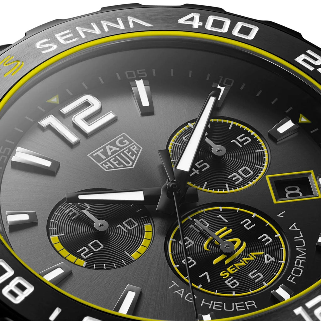 Tag Heuer Formula 1 Chronograph Senna Black Dial Black Leather Strap Watch for Men - CAZ101AJ.FC6487 Buy Now By Tag Heuer