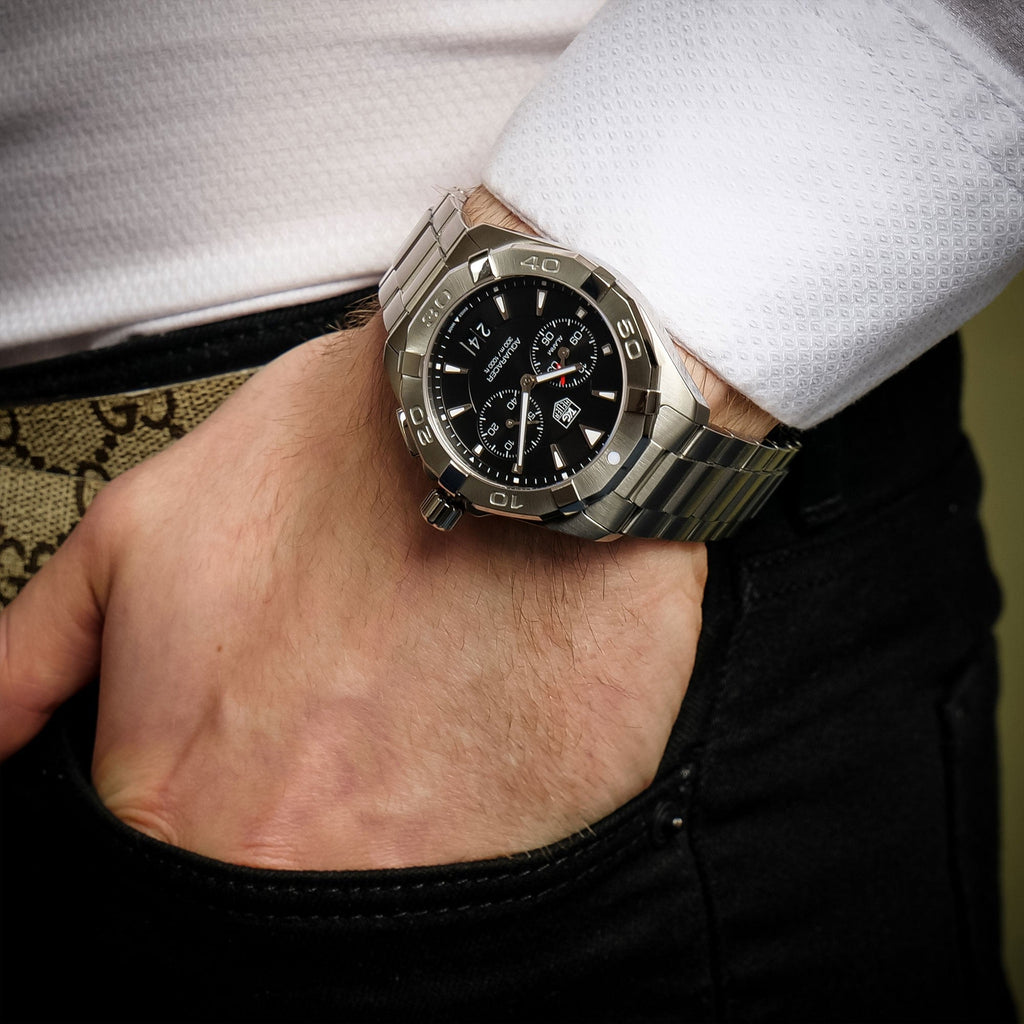 Tag Heuer Aquaracer Chronograph Black Dial Silver Steel Strap Watch for Men - CAY1110.BA0927 Buy Now By Tag Heuer