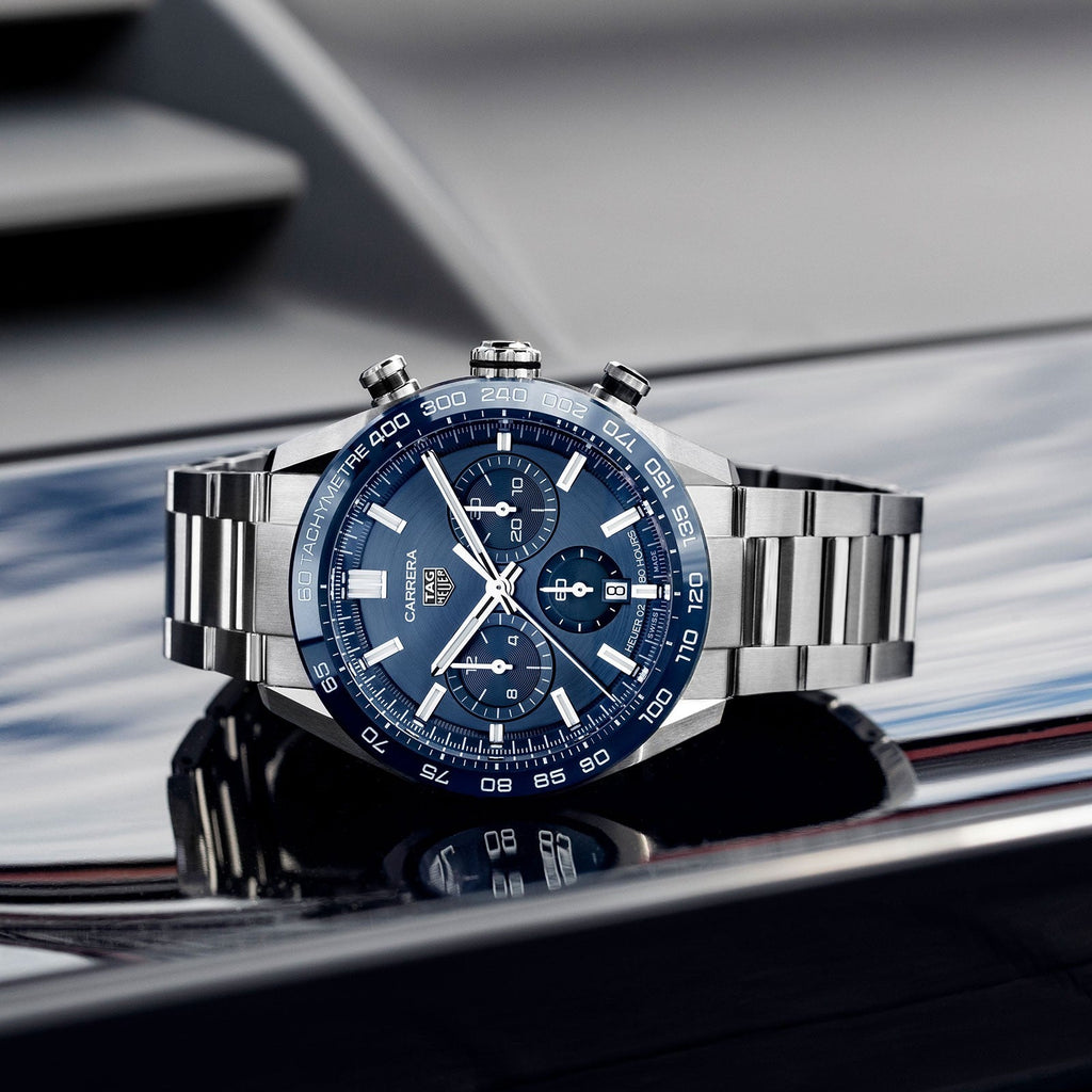 Tag Heuer Carrera Chronograph Blue Dial Silver Steel Strap Watch for Men - CBN2A1A.BA0643 Buy Now By Tag Heuer