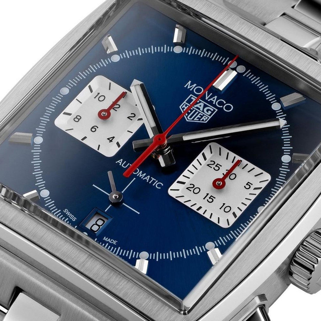 Tag Heuer Monaco Automatic Chronograph Blue Dial Silver Steel Strap Watch for Men - CBL2111.BA0644 Buy Now By Tag Heuer