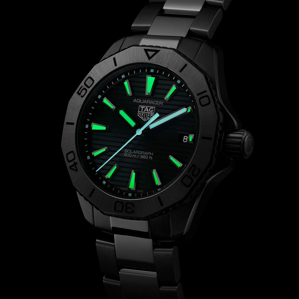 Tag Heuer Aquaracer Professional 200 Solargraph Quartz Black Dial Silver Steel Strap Watch for Men - WBP1114.BA0000 Buy Now By Tag Heuer