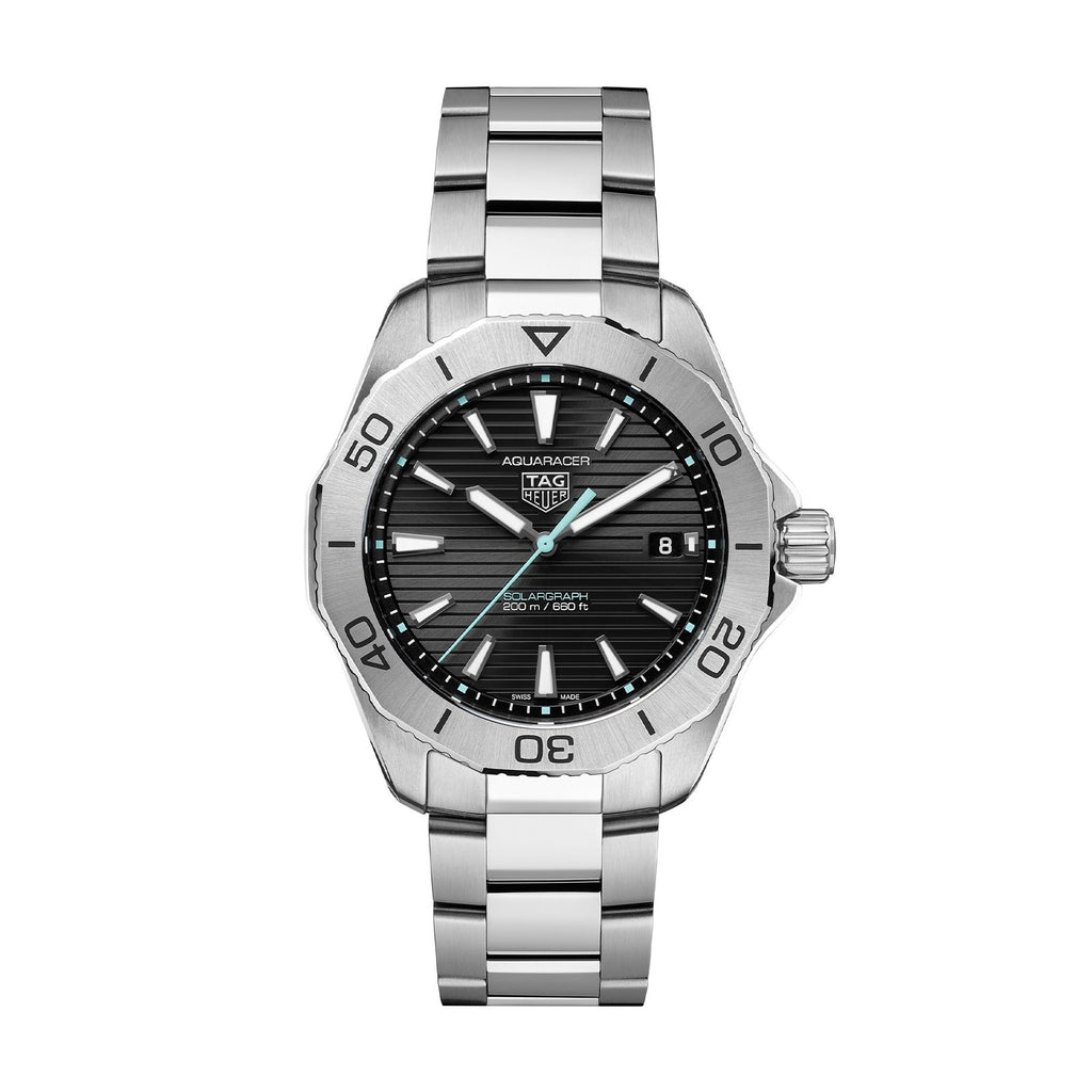 Tag Heuer Aquaracer Professional 200 Solargraph Quartz Black Dial Silver Steel Strap Watch for Men - WBP1114.BA0000 Buy Now By Tag Heuer