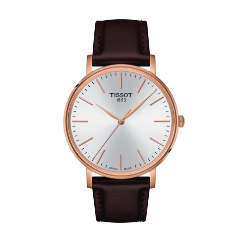 Tissot Everytime Gent Silver Dial Brown Leather Strap Watch for Men - T143.410.36.011.00 Buy Now By Tissot