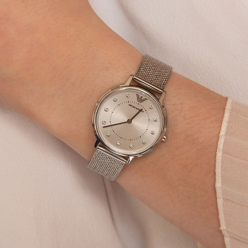Emporio Armani Kappa Silver Dial Silver Mesh Bracelet Watch For Women - AR11128 Buy Now By Emporio Armani