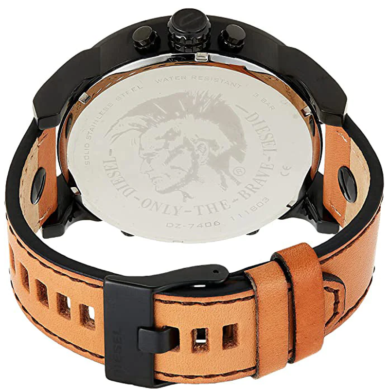 Diesel Mr. Daddy 2.0 Chronograph Grey Dial Brown Leather Strap Watch For Men - DZ7406 Buy Now By Diesel