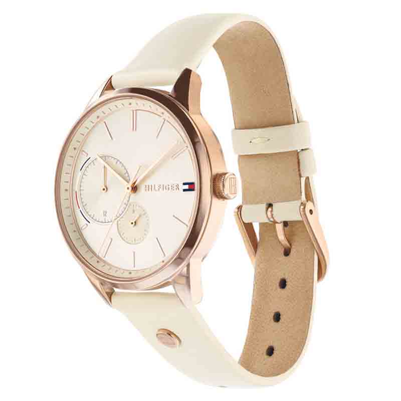 Tommy Hilfiger Brooke Quartz White Dial Cream Leather Strap Watch for Women - 1782022 Buy Now By Tommy Hilfiger