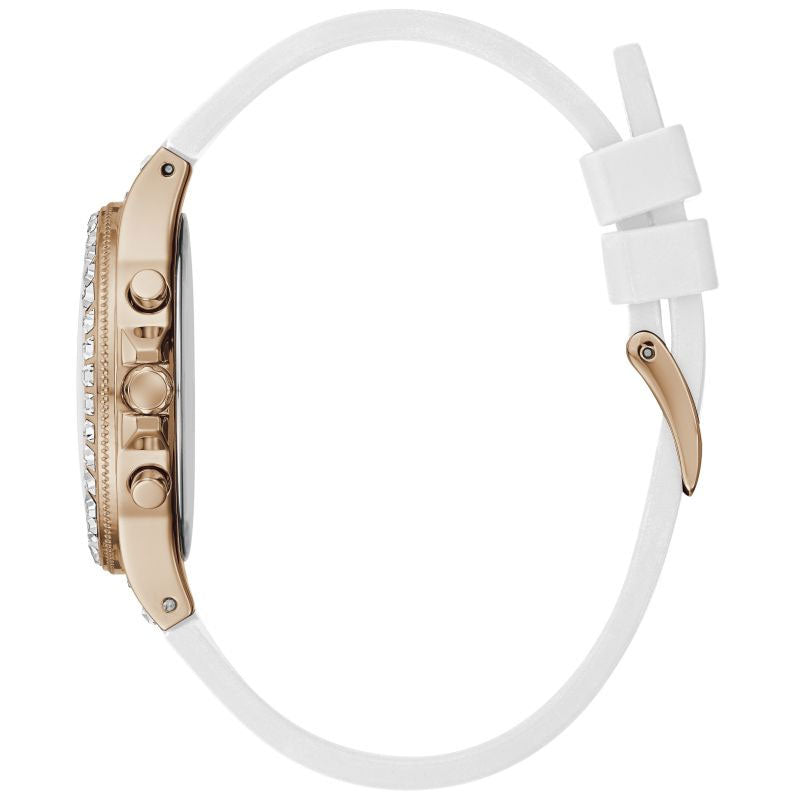 Guess Moonlight Diamonds White Dial White Rubber Strap Watch for Women - GW0257L2 Buy Now By Guess
