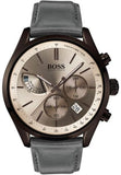 Hugo Boss Grand Prix Silver Dial Grey Leather Strap Watch for Men - 1513603 Buy Now By Hugo Boss