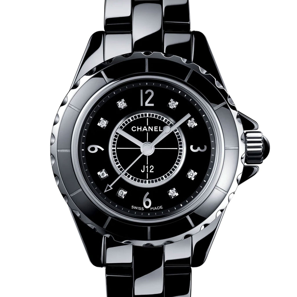 Chanel J12 Diamonds Black Dial Black Steel Strap Watch for Women - J12 H2569 Buy Now By Chanel
