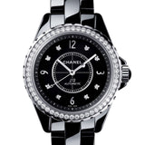 Chanel J12 Diamonds Ceramic Black Dial Black Steel Strap Watch for Women - J12 H3108 Buy Now By Chanel