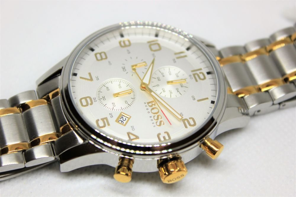 Hugo Boss Areoliner Chronograph White Dial Two Tone Steel Strap Watch for Men - 1513236 Buy Now By Hugo Boss